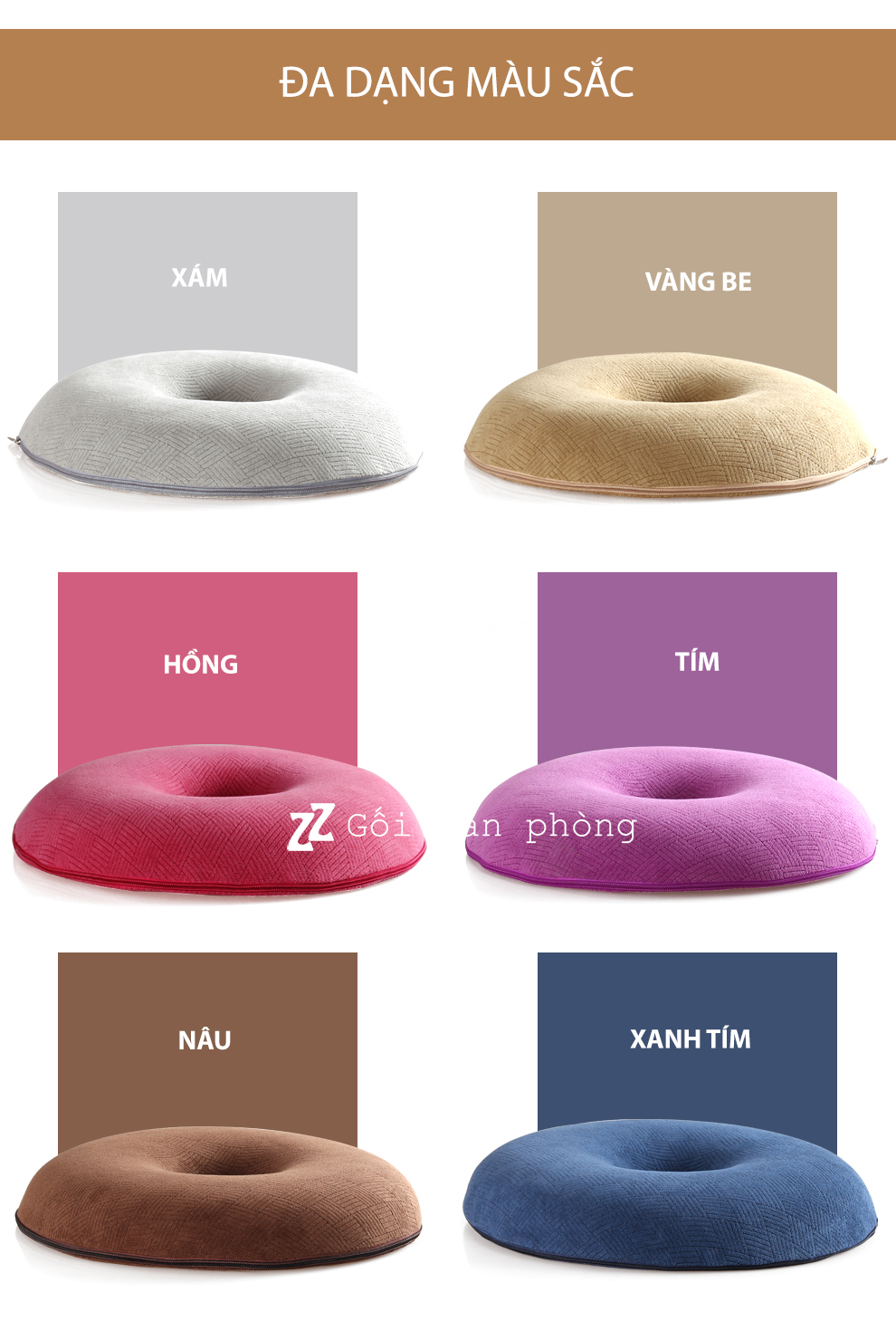 Màu sắc gối lót mông Màu sắc gối lót mông