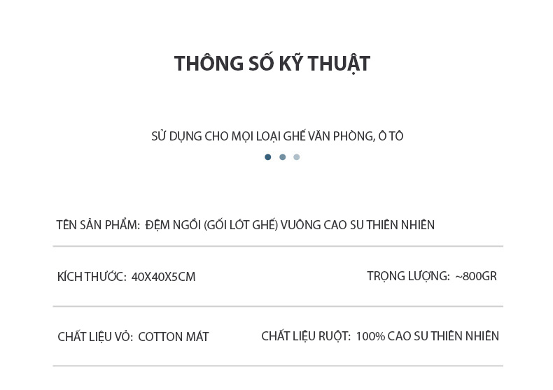 thông số đệm ngồi