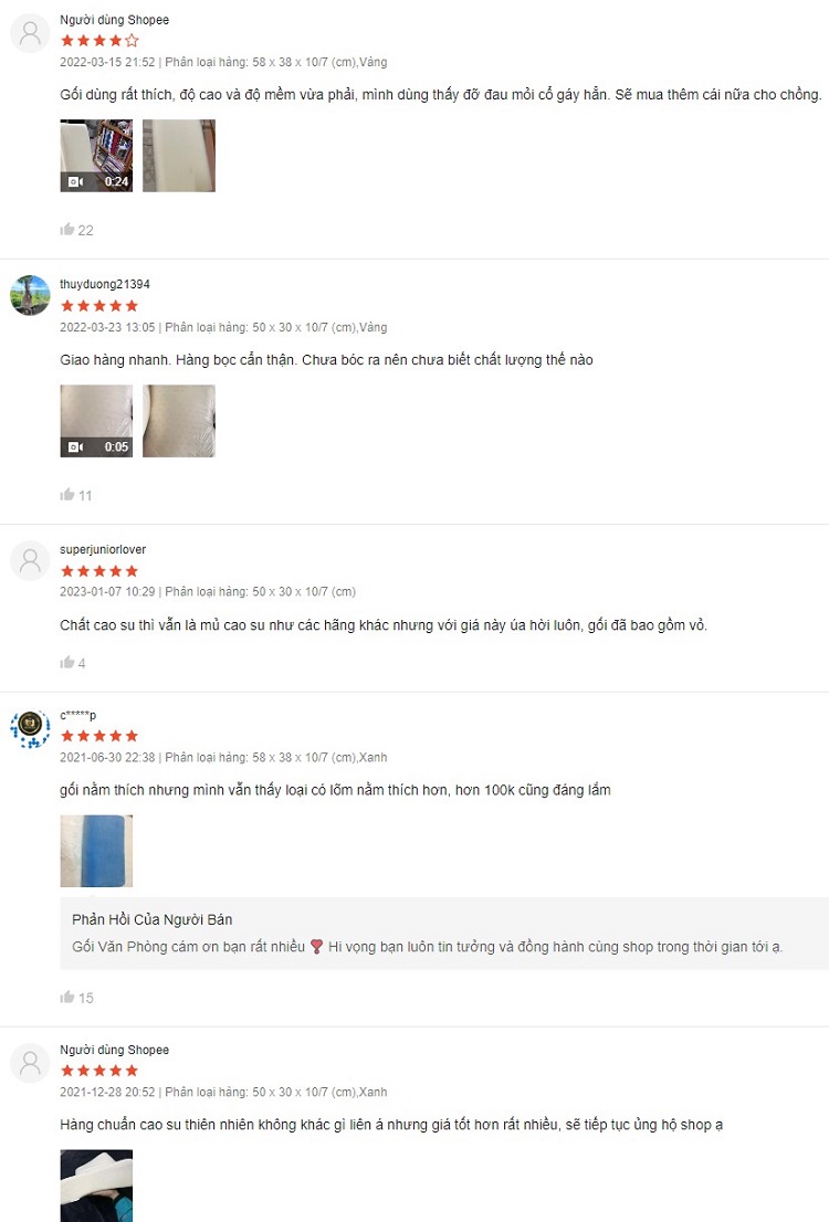 Đánh giá gối cao su Đánh giá gối cao su
